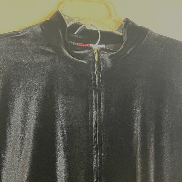 Black Velvet Full Zip Jacket/Pants Set Petite XL Lounge JM Collection Leisure - Picture 14 of 16